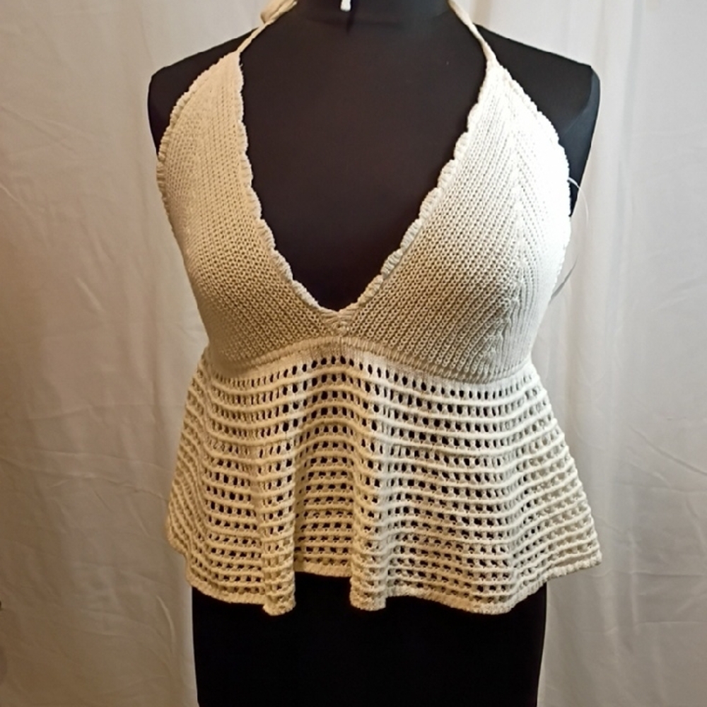 Wild Fable White Crochet Tank Top